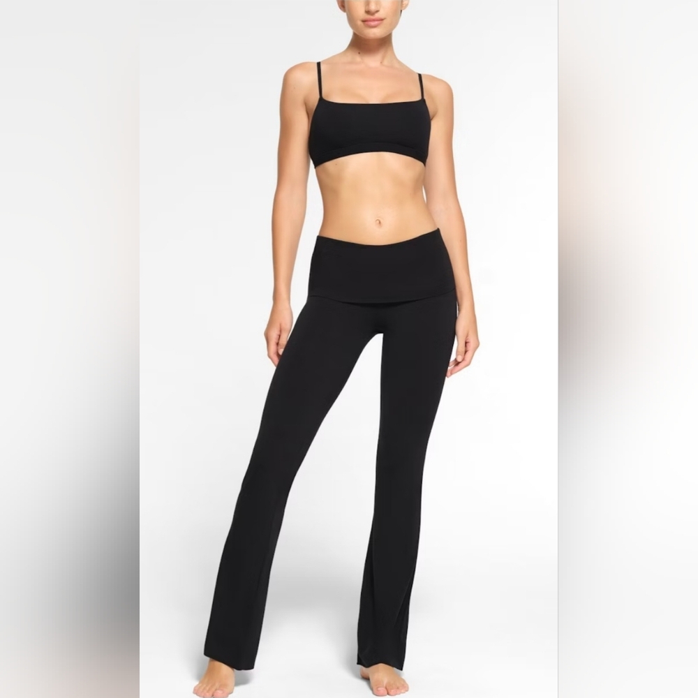 SKIMS Cotton Jersey Fold Over Pants- In Soot